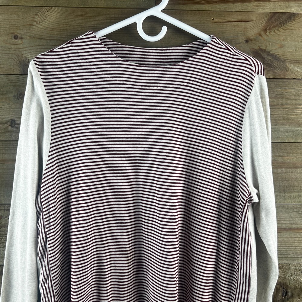 J Jill Womens Shirt Perfect Pima Striped A-line Top Nautical Preppy Size Medium - Picture 2 of 7